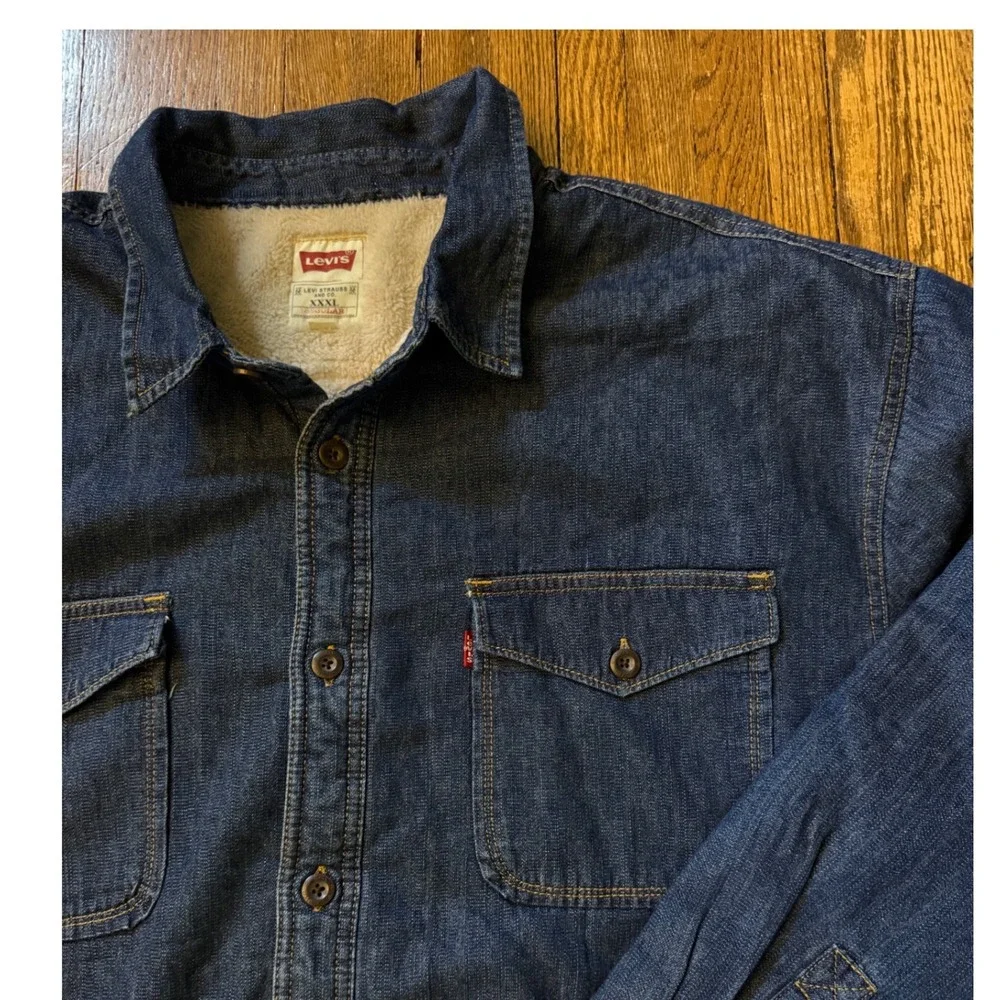 Levis Mens XXXL Sherpa Lined Denim Shirt Jacket Dark Wash Blue  XXXL Regular